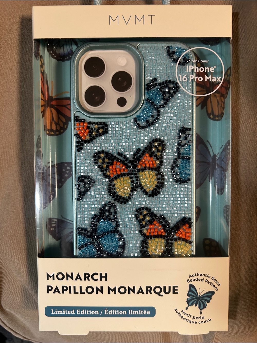 MVMT Stunning Monarch Butterfly Beaded iPhone 16 Pro Max Case - Limited Edition